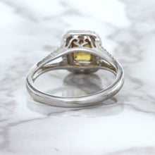 Load image into Gallery viewer, 1.14ct Cushion Unheated Peach Sapphire with Diamond Halo in 18K White Gold