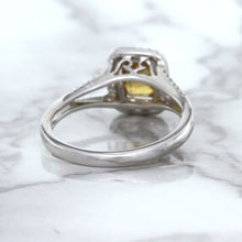 Load image into Gallery viewer, 1.14ct Cushion Unheated Peach Sapphire with Diamond Halo in 18K White Gold