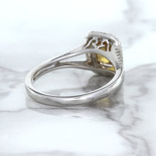 Load image into Gallery viewer, 1.14ct Cushion Unheated Peach Sapphire with Diamond Halo in 18K White Gold