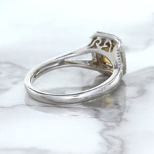 Load image into Gallery viewer, 1.14ct Cushion Unheated Peach Sapphire with Diamond Halo in 18K White Gold