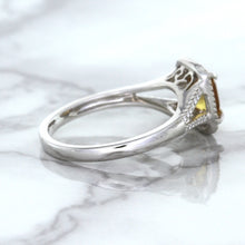 Load image into Gallery viewer, 1.14ct Cushion Unheated Peach Sapphire with Diamond Halo in 18K White Gold