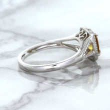Load image into Gallery viewer, 1.14ct Cushion Unheated Peach Sapphire with Diamond Halo in 18K White Gold