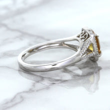 Load image into Gallery viewer, 1.14ct Cushion Unheated Peach Sapphire with Diamond Halo in 18K White Gold