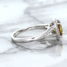 Load image into Gallery viewer, 1.14ct Cushion Unheated Peach Sapphire with Diamond Halo in 18K White Gold