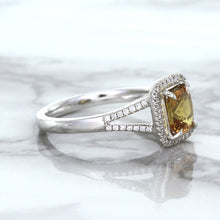 Load image into Gallery viewer, 1.14ct Cushion Unheated Peach Sapphire with Diamond Halo in 18K White Gold