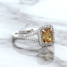 Load image into Gallery viewer, 1.14ct Cushion Unheated Peach Sapphire with Diamond Halo in 18K White Gold