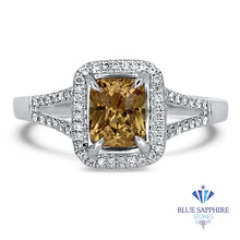 Load image into Gallery viewer, 1.14ct Cushion Unheated Peach Sapphire with Diamond Halo in 18K White Gold