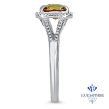 Load image into Gallery viewer, 1.14ct Cushion Unheated Peach Sapphire with Diamond Halo in 18K White Gold