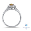 1.14ct Cushion Unheated Peach Sapphire with Diamond Halo in 18K White Gold