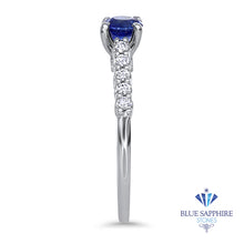 Load image into Gallery viewer, 0.63ct Round Blue Sapphire Ring with Diamond Accents in 18K White Gold