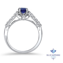 Load image into Gallery viewer, 0.63ct Round Blue Sapphire Ring with Diamond Accents in 18K White Gold