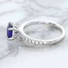Load image into Gallery viewer, 1.12ct Round Blue Sapphire Ring with Diamond Accents in 18K White Gold