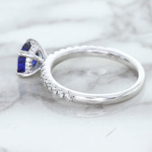 Load image into Gallery viewer, 1.12ct Round Blue Sapphire Ring with Diamond Accents in 18K White Gold