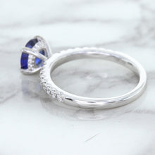 Load image into Gallery viewer, 1.12ct Round Blue Sapphire Ring with Diamond Accents in 18K White Gold