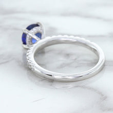 Load image into Gallery viewer, 1.12ct Round Blue Sapphire Ring with Diamond Accents in 18K White Gold