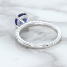 Load image into Gallery viewer, 1.12ct Round Blue Sapphire Ring with Diamond Accents in 18K White Gold