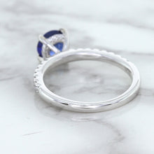 Load image into Gallery viewer, 1.12ct Round Blue Sapphire Ring with Diamond Accents in 18K White Gold