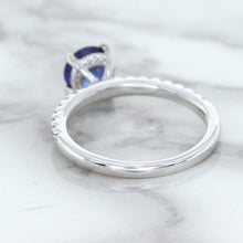 Load image into Gallery viewer, 1.12ct Round Blue Sapphire Ring with Diamond Accents in 18K White Gold