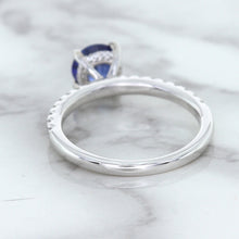 Load image into Gallery viewer, 1.12ct Round Blue Sapphire Ring with Diamond Accents in 18K White Gold