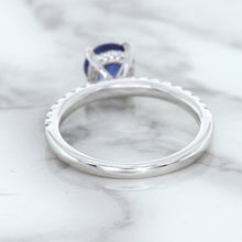 Load image into Gallery viewer, 1.12ct Round Blue Sapphire Ring with Diamond Accents in 18K White Gold
