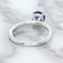 Load image into Gallery viewer, 1.12ct Round Blue Sapphire Ring with Diamond Accents in 18K White Gold