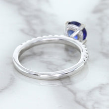 Load image into Gallery viewer, 1.12ct Round Blue Sapphire Ring with Diamond Accents in 18K White Gold