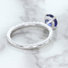 Load image into Gallery viewer, 1.12ct Round Blue Sapphire Ring with Diamond Accents in 18K White Gold