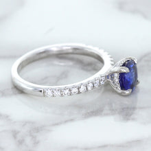 Load image into Gallery viewer, 1.12ct Round Blue Sapphire Ring with Diamond Accents in 18K White Gold