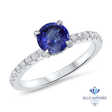 Load image into Gallery viewer, 1.12ct Round Blue Sapphire Ring with Diamond Accents in 18K White Gold