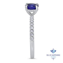 Load image into Gallery viewer, 1.12ct Round Blue Sapphire Ring with Diamond Accents in 18K White Gold