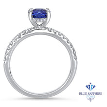 Load image into Gallery viewer, 1.12ct Round Blue Sapphire Ring with Diamond Accents in 18K White Gold