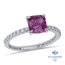 Load image into Gallery viewer, 1.56ct Cushion Pink Sapphire Ring with Diamond Accents in 18K White Gold