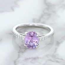 Load image into Gallery viewer, 2.01ct Oval Unheated EGL Certified Purple Sapphire Ring with Diamonds in 18K White Gold