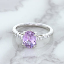 Load image into Gallery viewer, 2.01ct Oval Unheated EGL Certified Purple Sapphire Ring with Diamonds in 18K White Gold