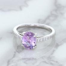 Load image into Gallery viewer, 2.01ct Oval Unheated EGL Certified Purple Sapphire Ring with Diamonds in 18K White Gold