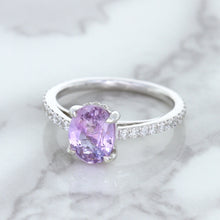 Load image into Gallery viewer, 2.01ct Oval Unheated EGL Certified Purple Sapphire Ring with Diamonds in 18K White Gold