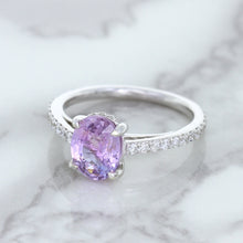 Load image into Gallery viewer, 2.01ct Oval Unheated EGL Certified Purple Sapphire Ring with Diamonds in 18K White Gold
