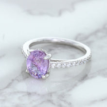 Load image into Gallery viewer, 2.01ct Oval Unheated EGL Certified Purple Sapphire Ring with Diamonds in 18K White Gold