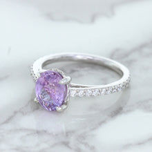 Load image into Gallery viewer, 2.01ct Oval Unheated EGL Certified Purple Sapphire Ring with Diamonds in 18K White Gold