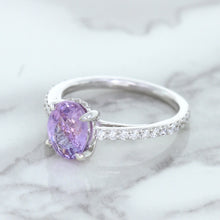 Load image into Gallery viewer, 2.01ct Oval Unheated EGL Certified Purple Sapphire Ring with Diamonds in 18K White Gold