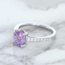 Load image into Gallery viewer, 2.01ct Oval Unheated EGL Certified Purple Sapphire Ring with Diamonds in 18K White Gold