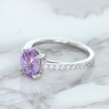 Load image into Gallery viewer, 2.01ct Oval Unheated EGL Certified Purple Sapphire Ring with Diamonds in 18K White Gold