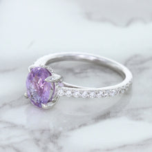 Load image into Gallery viewer, 2.01ct Oval Unheated EGL Certified Purple Sapphire Ring with Diamonds in 18K White Gold