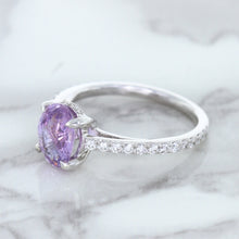 Load image into Gallery viewer, 2.01ct Oval Unheated EGL Certified Purple Sapphire Ring with Diamonds in 18K White Gold