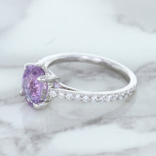 Load image into Gallery viewer, 2.01ct Oval Unheated EGL Certified Purple Sapphire Ring with Diamonds in 18K White Gold