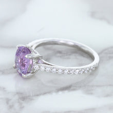 Load image into Gallery viewer, 2.01ct Oval Unheated EGL Certified Purple Sapphire Ring with Diamonds in 18K White Gold
