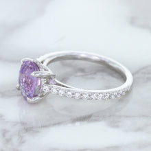Load image into Gallery viewer, 2.01ct Oval Unheated EGL Certified Purple Sapphire Ring with Diamonds in 18K White Gold