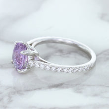 Load image into Gallery viewer, 2.01ct Oval Unheated EGL Certified Purple Sapphire Ring with Diamonds in 18K White Gold