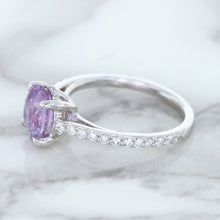 Load image into Gallery viewer, 2.01ct Oval Unheated EGL Certified Purple Sapphire Ring with Diamonds in 18K White Gold