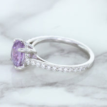 Load image into Gallery viewer, 2.01ct Oval Unheated EGL Certified Purple Sapphire Ring with Diamonds in 18K White Gold